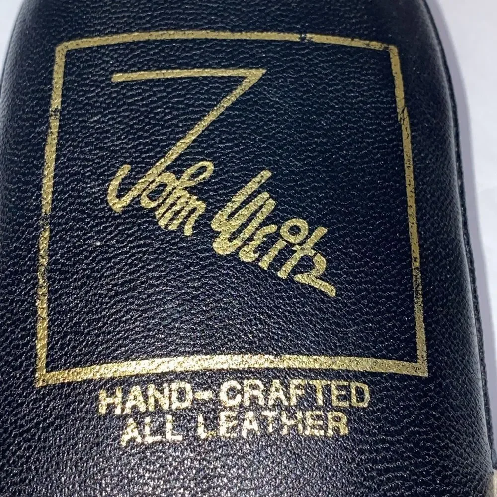 John Weitz Hand Crafted All Leather Men’s Black Slipper Size 14